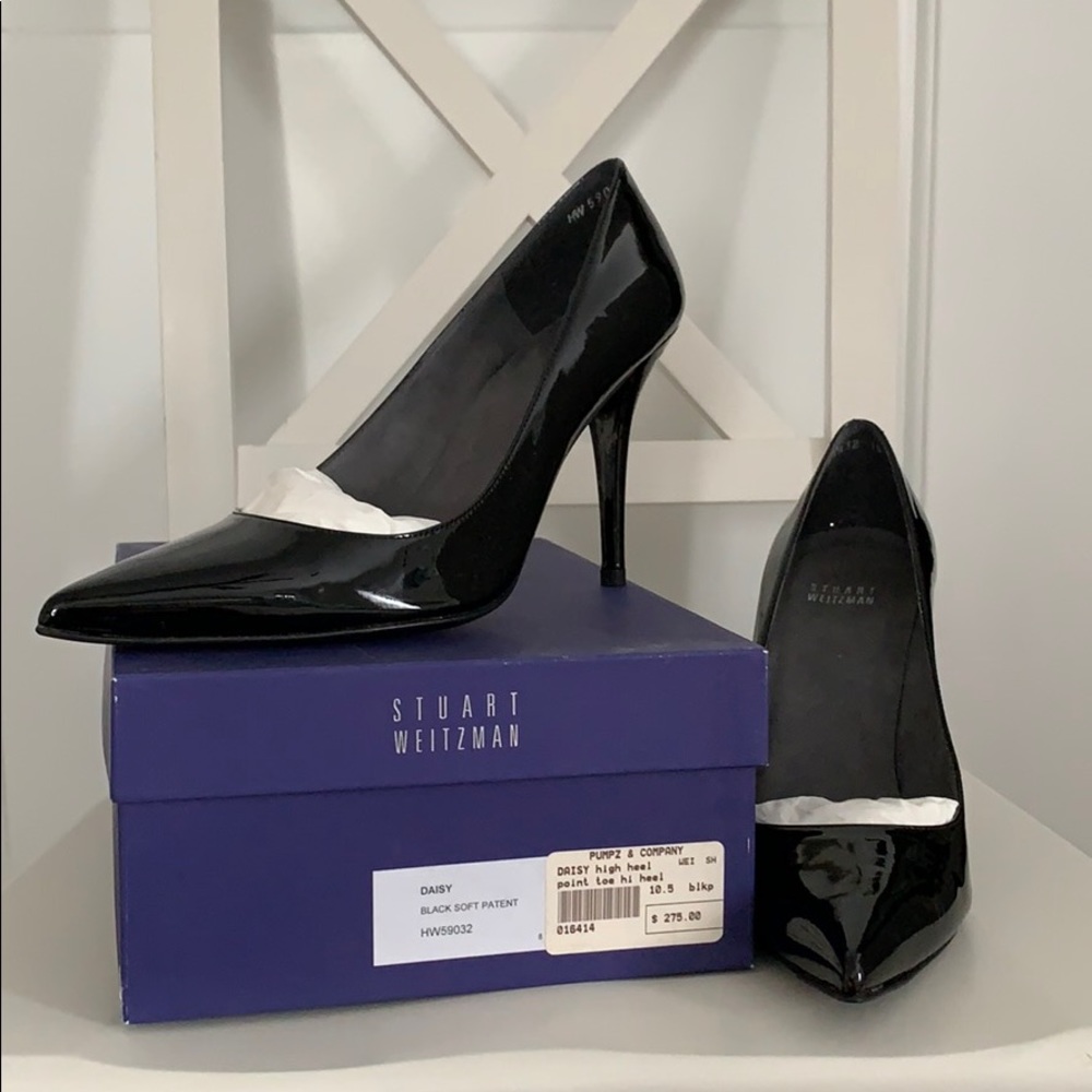NWT Stuart Weitzman Black Patent Heels Sz 10.5